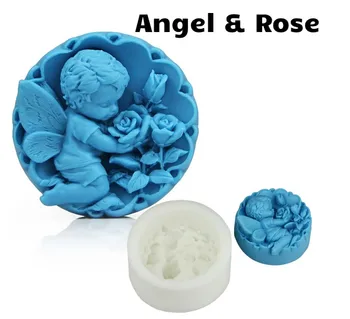

Soap silicone mold handmade soap silica gel mould candle rose and angel soap weight 100g