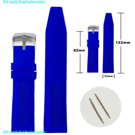 22mm Classic Blue Silicone Jelly Rubber Ladies Men Watch Band Straps WB1075E22JB