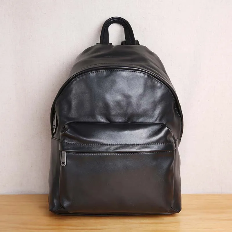 

AETOO Fashion trend men's leather soft shoulder bag Soft Leather Backpack Travel Bag