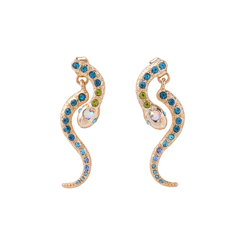 Blue Crystal Snake Dangle Earrings 2018 Latest Party Drop Earrings for