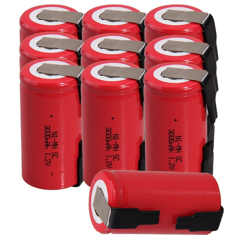 

Real capacity 10 pcs SC battery 1.2v batteries rechargeable 3000mAh nimh battery akkumulator for power tools