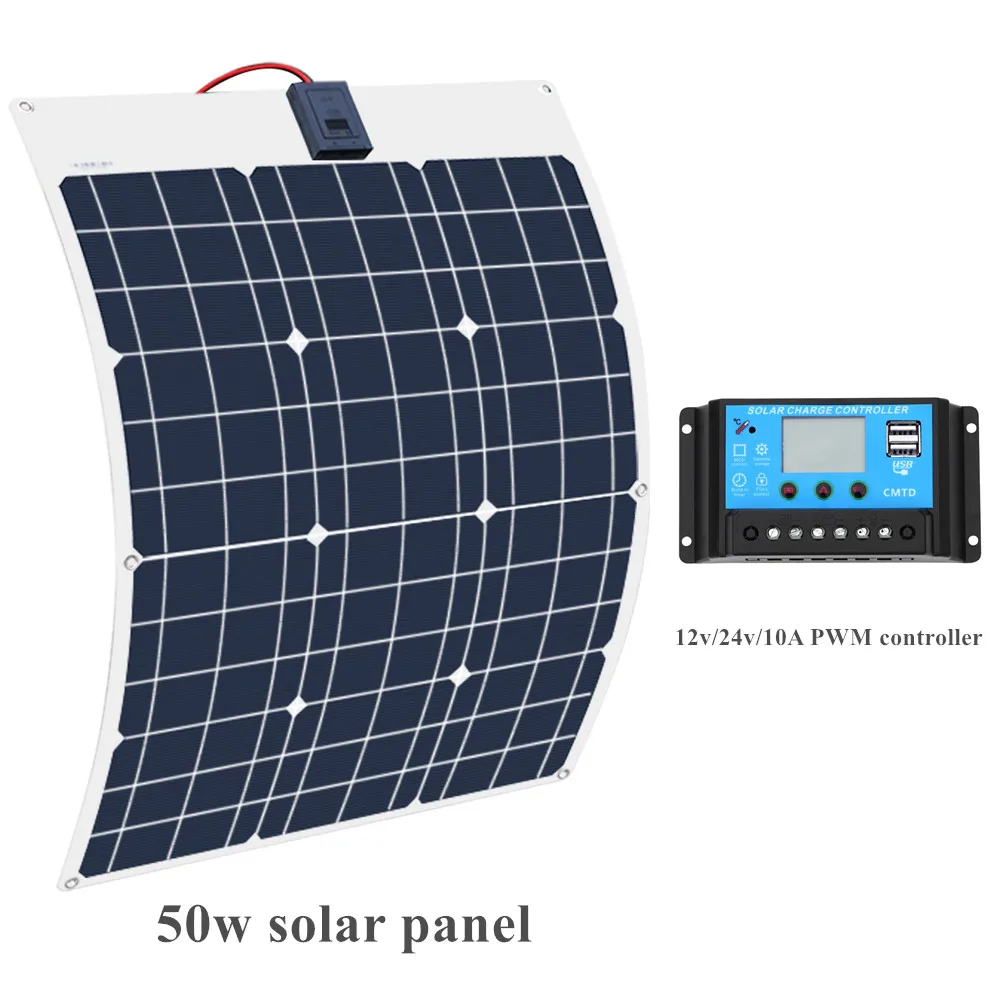 Boguang брендовая солнечная батарея, Гибкая солнечная панель 50 Вт, 12 В, 24 В, контроллер+ 10 А, комплекты солнечной системы для рыбалки, лодки, каюты, кемпинга