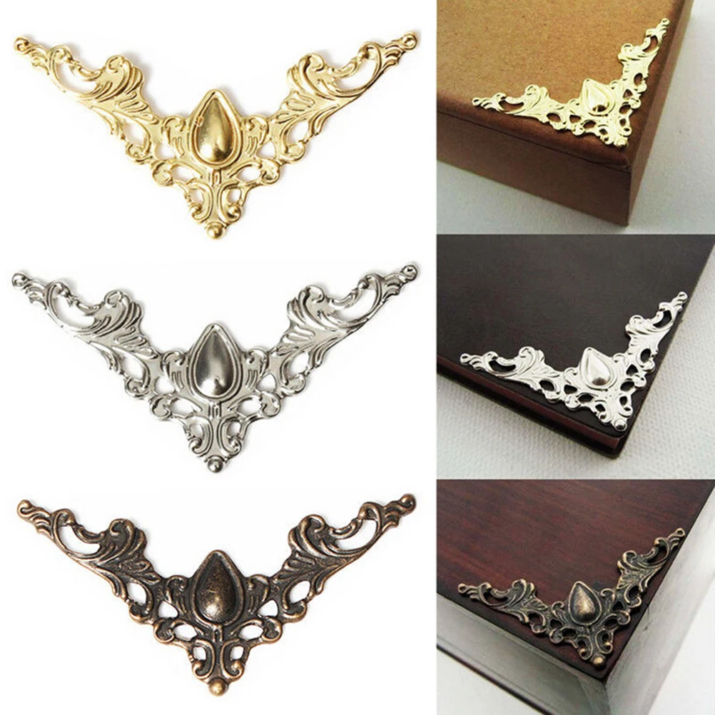 

New Box Book Scrapbook Album Corner Decorative Protector Cover For Antique Brass Jewelry Box Protector Metal Corner 12PCS