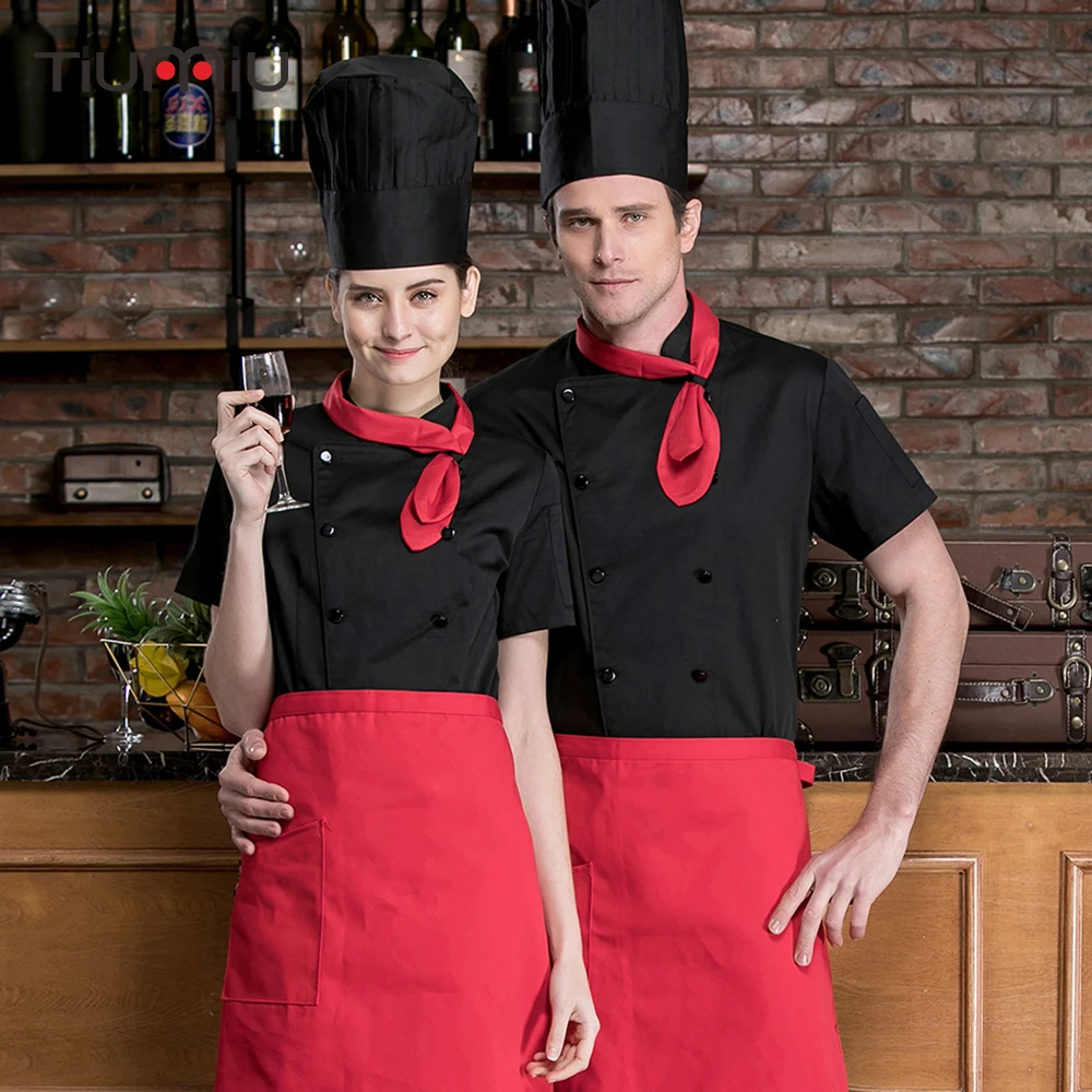 

Chef Short Sleeve Work Tshirts Restaurant Kitchen Cook Jacket Food Service Chef Coat Catering Bar Waiter Waitress Uniform