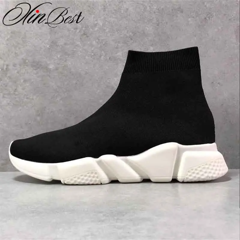 

Xinbest Breathable Mesh Lovers running shoes Anti Slip Women Running Shoes Fly line Fabric Sport Shoes For Men High Top Sneakers