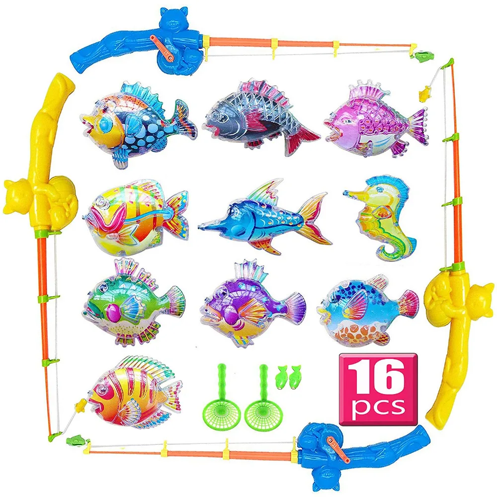 16 PCS Bath Toy Magnetic Fishing Games Floating in Bathtub Bathroom Pool Time for Boys Girls Toddler Child | Игрушки и хобби