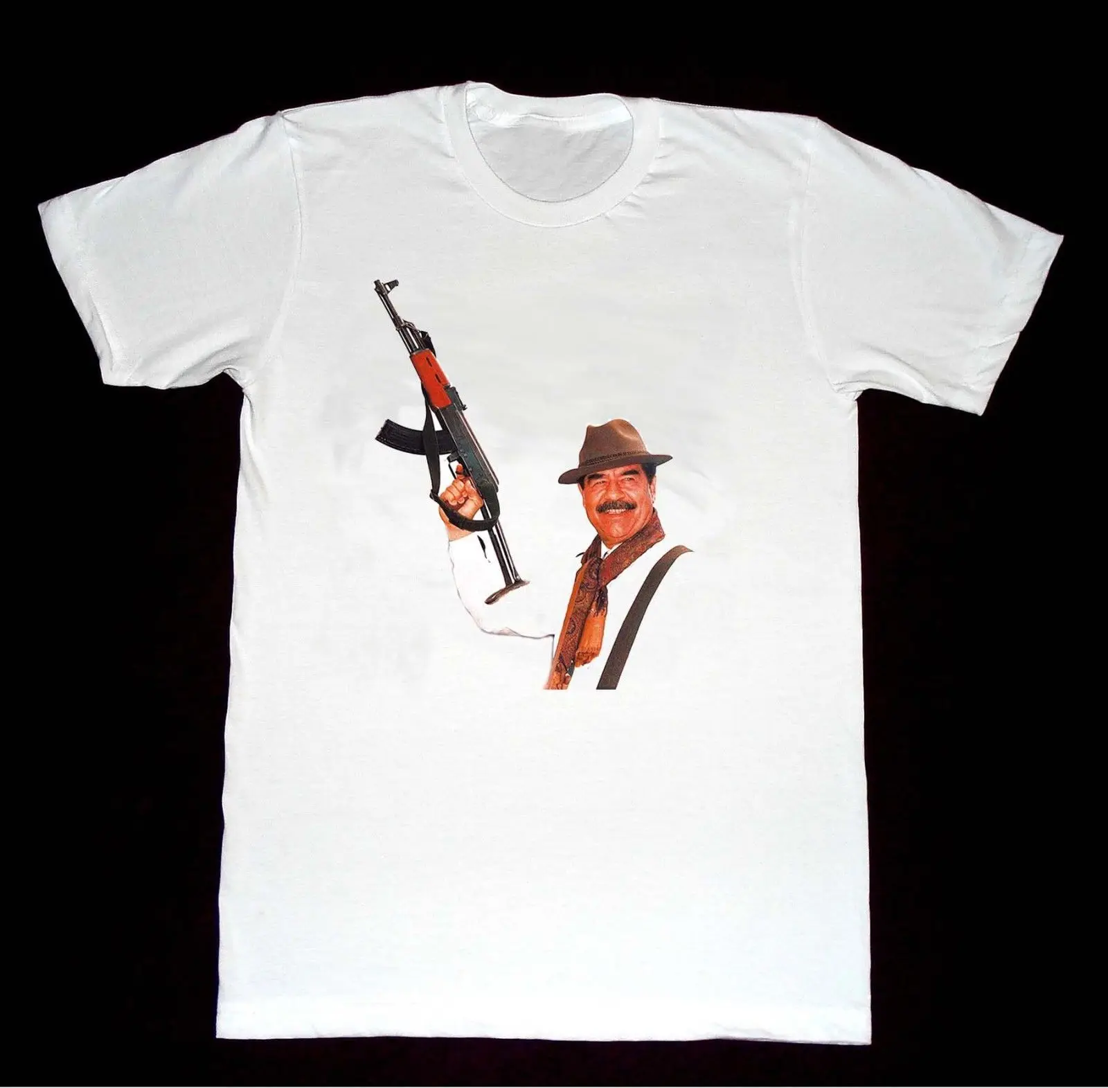 

Saddam Hussein AK-47 - Tshirt 41 Shirt Iraq Army Armed Forces Fashion Classic Unique gift
