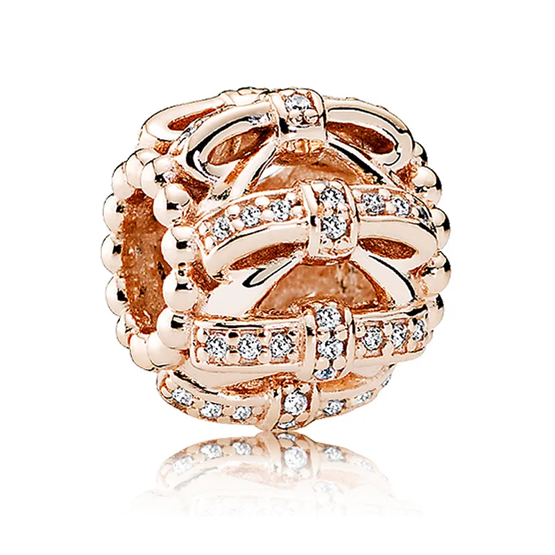 

Authentic 925 Sterling Silver Bead Charm Rose Shimmering Sentiments With Crystal Beads Fit Pandora Bracelet Diy Jewelry