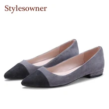 Stylesowner/Женская обувь на плоской подошве; натуральная замша; кожа; Цвет; модная женская повседневная обувь без застежки; обувь всех размеров