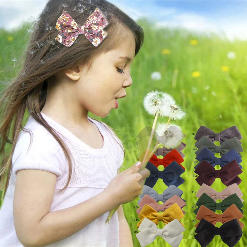 

Cotton Fabric bow Clips Hair bows Hair Clips Hair BarrettesFabric bows Hairgrips Kids Girl's hairbow Headwear Hair Accessories