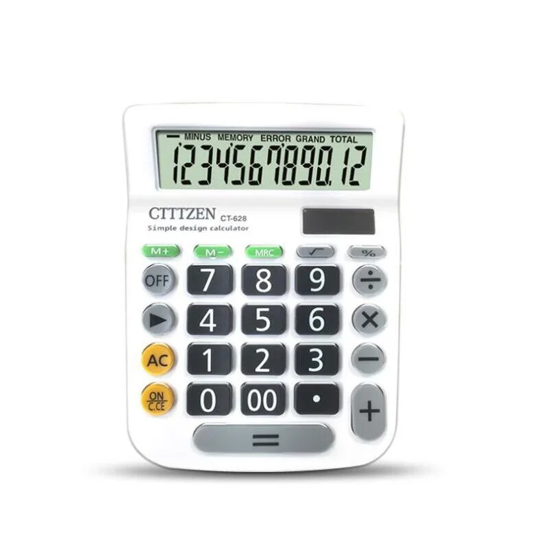 

12 Digit Desk Calculator Large Buttons Financial Business Accounting Tool white big buttons