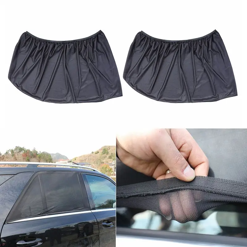 

2pcs Auto Car Black Mesh Backseat Block Curtains Side Window Sock Sunshade Visor Mosquito Cover Net For SUV Business Car