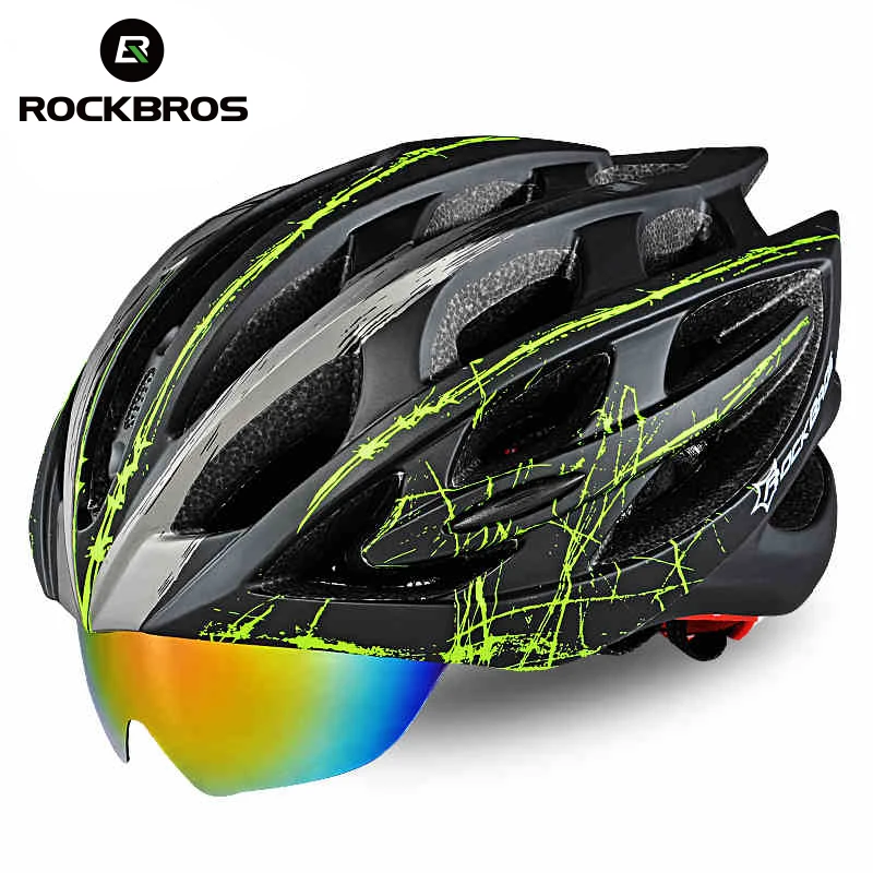 

ROCKBROS Bicycle Helmet Integrally-molded Ultralight MTB Road Bike Helmet With Windproof Lens Safety Riding Accessories 57-62 cm