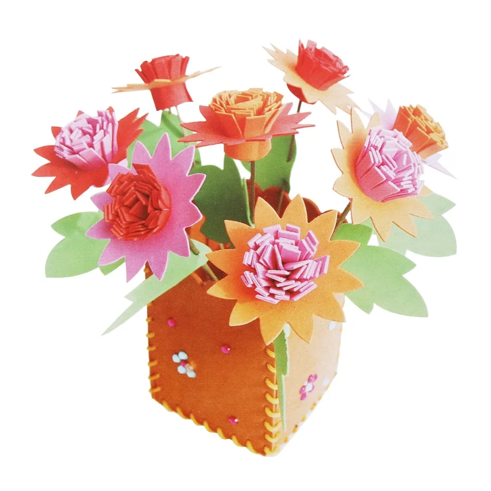 Kids DIY Handworking Flowerpot font b Toy b font 3D EVA Foam Artificial Flower Pot Hand