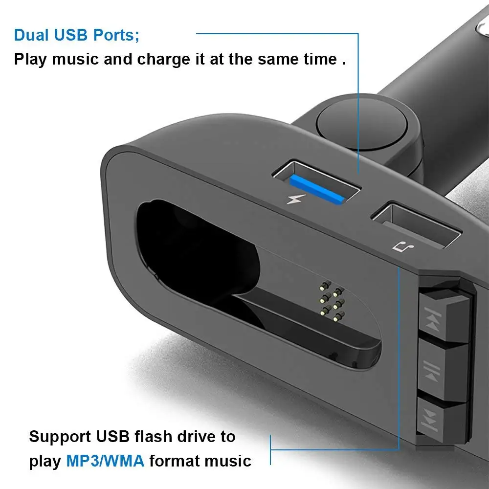 FM передатчик Bluetooth V4.2 автомобильный комплект громкой связи + гарнитура наушники