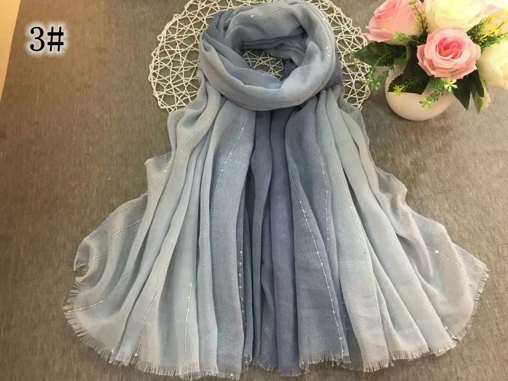 

Ombre Color Glitter Paillette Sequins Scarves Fringe Shawl Scarf Muslim Hijab 90*180cm 10pcs/lot