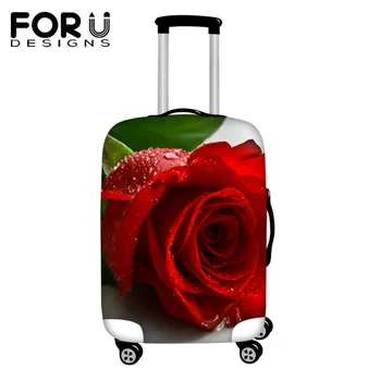 

FORUDESIGNS 3D Rose Flower Printed Luggage Protective Cover For Waterproof Travel Accessories Elastic Stretch To 18''-30'' Case