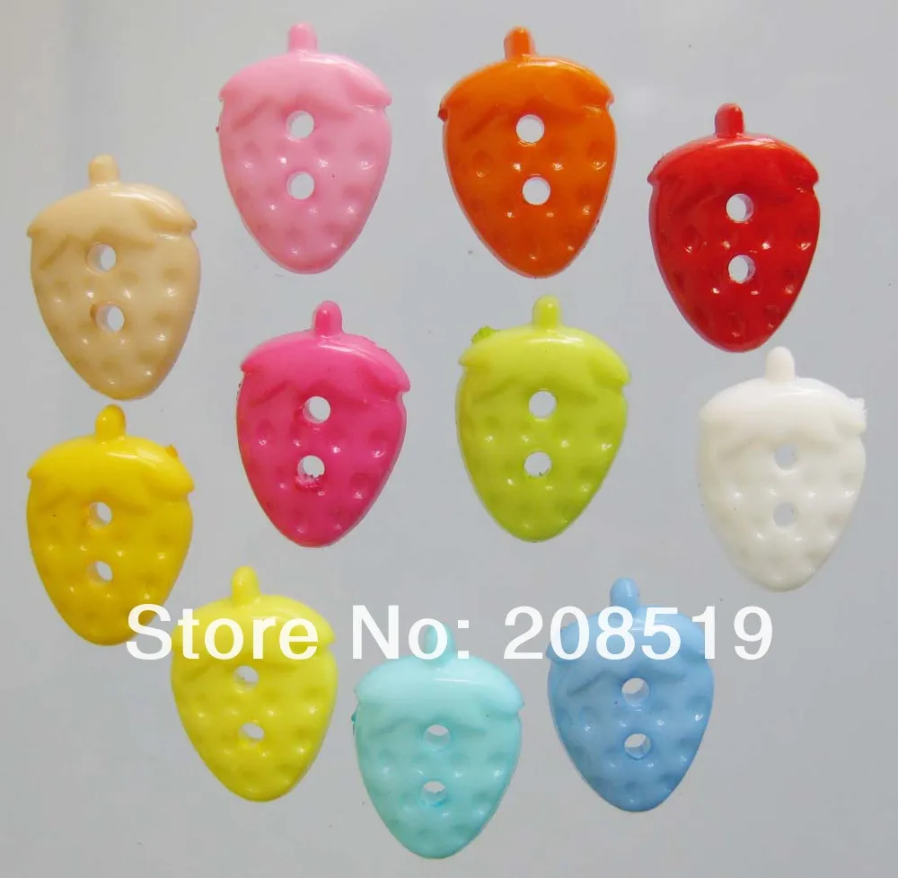 

NBNVAO 2-Holes flatback strawberry plastic buttons mix 200pcs kid's clothes button sewing scrapbooking