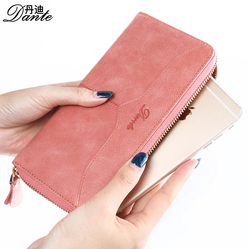 DANTE luxury genuine leather women wallets long zipper clutch purse lady brand vintage wallet DANTE luxury genuine leather women wallets long zipper clutch purse lady brand vintage wallet
