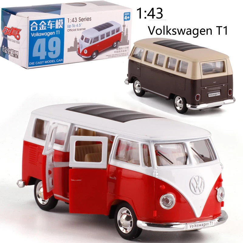 1:38 весы для Volkswagen bus T1, металлический литой автомобиль с обратной связью, модель автомобиля для коллекции, подарок другу для детей 1:38 весы для Volkswagen bus T1, металлический литой автомобиль с обратной связью, модель автомобиля для коллекции, подарок другу для детей