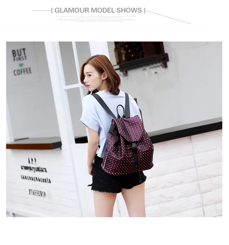 Lasen bag 2017 BaoBao Silica gel backpack female Fashion Girl Daily backpack Geometry Package Sequins Folding Travel Bags (9)