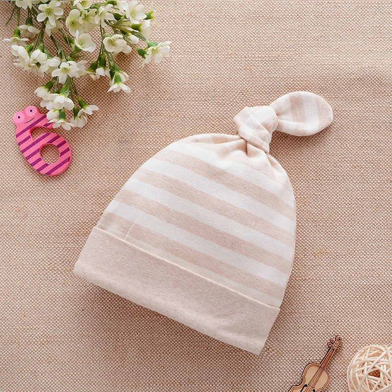Organic Cotton Newborn Baby Hat Striped Cute Beanie For Newborn Girls Comfortable Newborn Tire Cap Spring Baby Boys Clothing (1)
