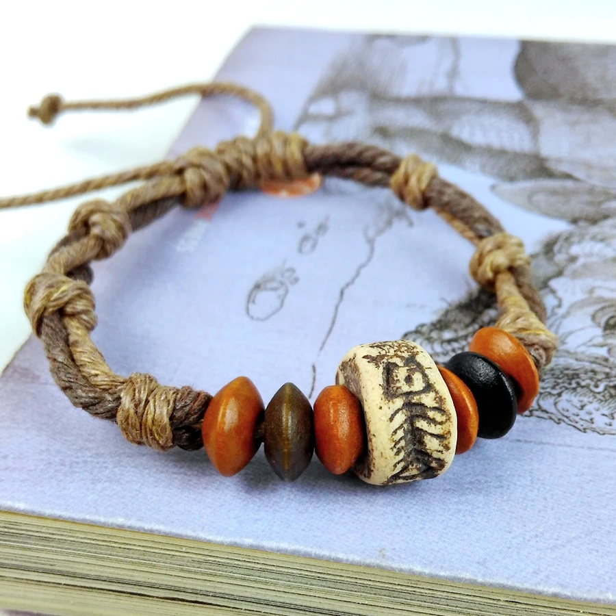 2017 new hot handmade vintage Chinese ceramic bracelet bangle hemp rope