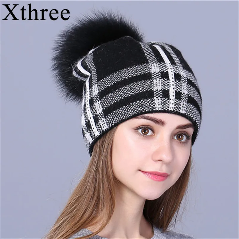 

Xthree women autumn winter hat for girl knitted beanies hat 2017 new fashion Female Skullie girl wool cap