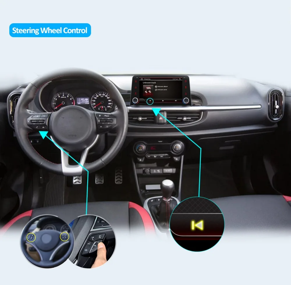 Top car radio 1 din Octa Core Android 9.0 DVD GPS Navi Multimedia Car Stereo for KIA Morning/Picanto 2017 2018 Radio Headunit BT 10