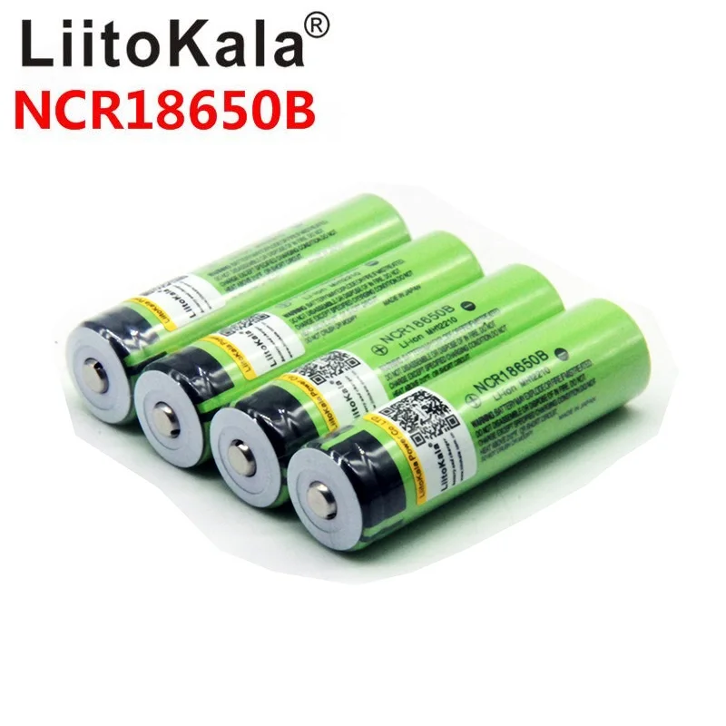 LiitoKala 18650 3400mAh батарея 3,7 V NCR18650B литий-ионная аккумуляторная батарея 18650 3400 батарея - Цвет: 4pcs battery