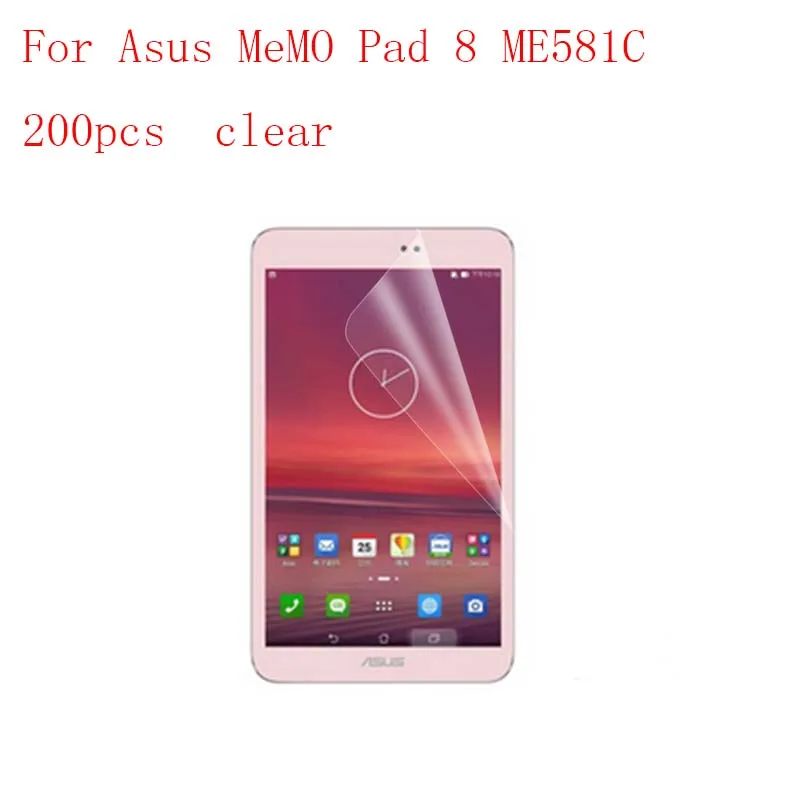 Transparent Tablet LCD film Screen Protector for Asus MeMO Pad 8 ME581C 9H Anti-scratch without retail packing 200pcs/lot | Компьютеры и