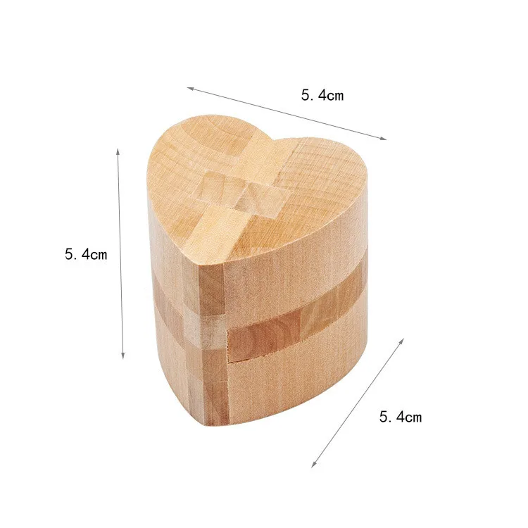 Сердце Форма Творческий 3D головоломки Любань соединяющиеся деревянные игрушки Ранние развивающие игрушки деревянные головоломки головоломка пазлы подарок - Цвет: KM31