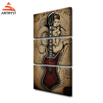 

Modern home decoration canvas poster 3 pieces modular guitar painting HD prints on canvas channel wall art picture artwork