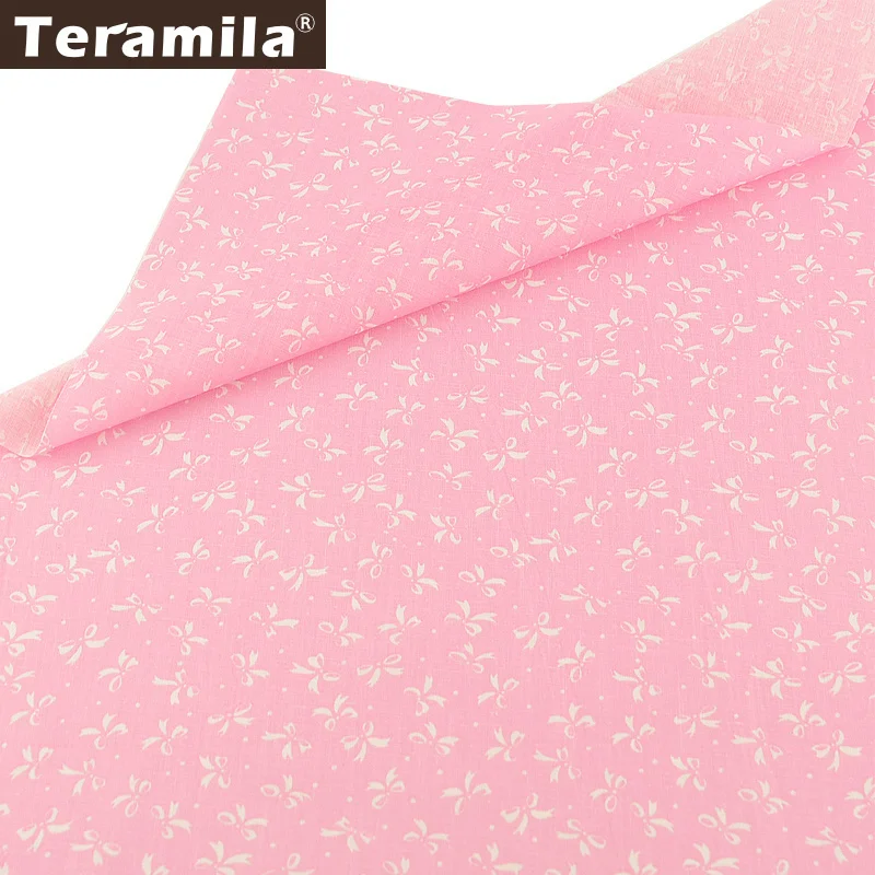 

Teramila Cotton Plain Fabric Bow Designs Pink Bottom Quilting Patchwork Tissue Textile DIY For Beginner Scrapbooking Tissue