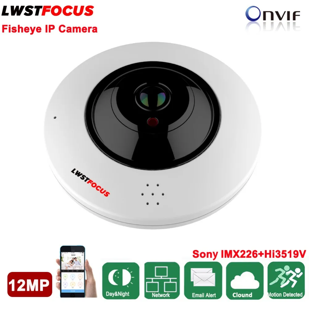 

12MP Fisheye IP Camera SD Card Slot IP Camera 2 Way Audio Full View Wide Angle 12MP 1.77MM Lens IP Camera Onvif Security camera
