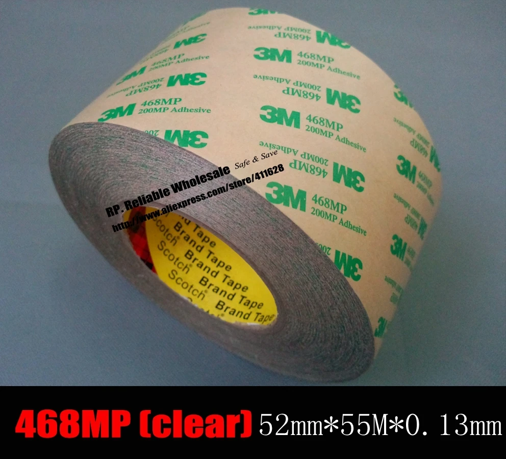 

(52mm *55 Meters *0.13mm) 3M 468MP Double Sided Adhesive Transfer Tape for Metal Plastic PVC Rubber, Electric Keyboard Screen