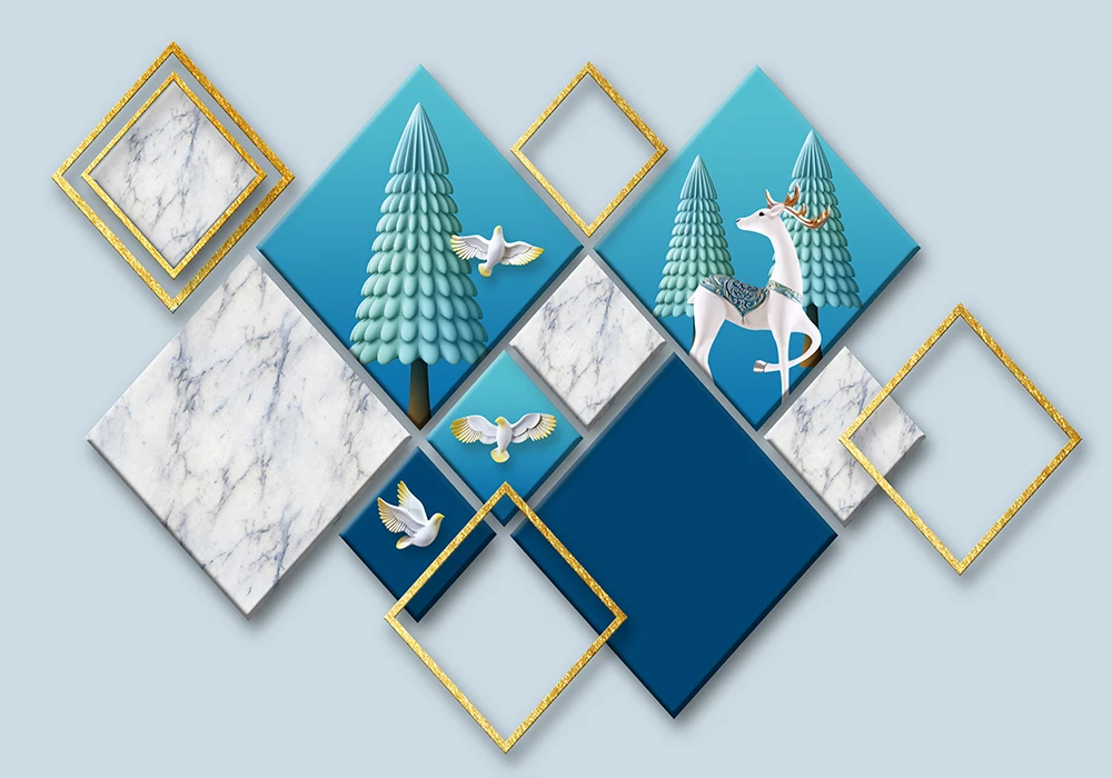 Custom 3d wallpaper Nordic 3D geometric cube marble mosaic background painting - silk waterproof material Custom 3d wallpaper Nordic 3D geometric cube marble mosaic background painting - silk waterproof material