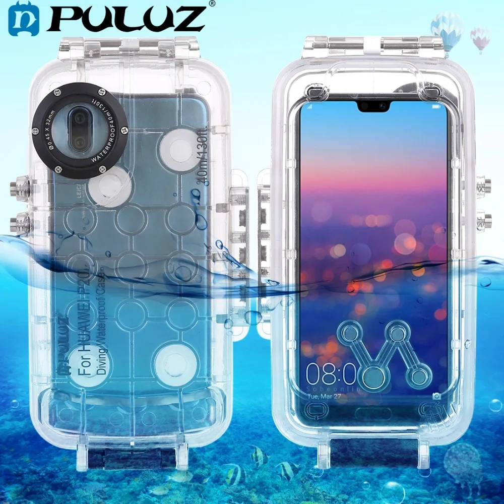 PULUZ 40m/130ft Underwater Diving Phone Protective Case for Huawei P20