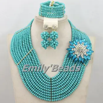 

Nigerian Wedding Costume African Beads Jewelry Set 2015 Hot Crystal Beads Jewelry Set Bridal Jewelry Set Free Shipping AMJ082