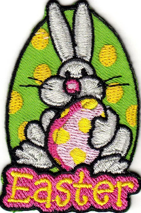 

Custom Embroidered patches Easter bunny rabbits IRON ON badges can be customized with your design factory direct no MOQ