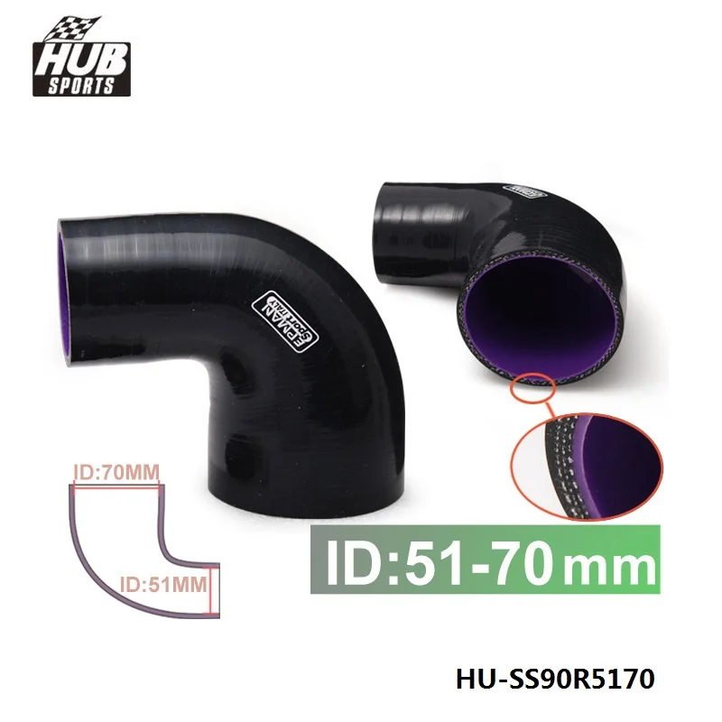 

2"-2.75" 51mm-70mm Silicone reducer Hose Coupler Piping 90 Degree 4-Ply For Toyota MR2 MK2 Turbo Rev3-5 Black HU-SS90R5170