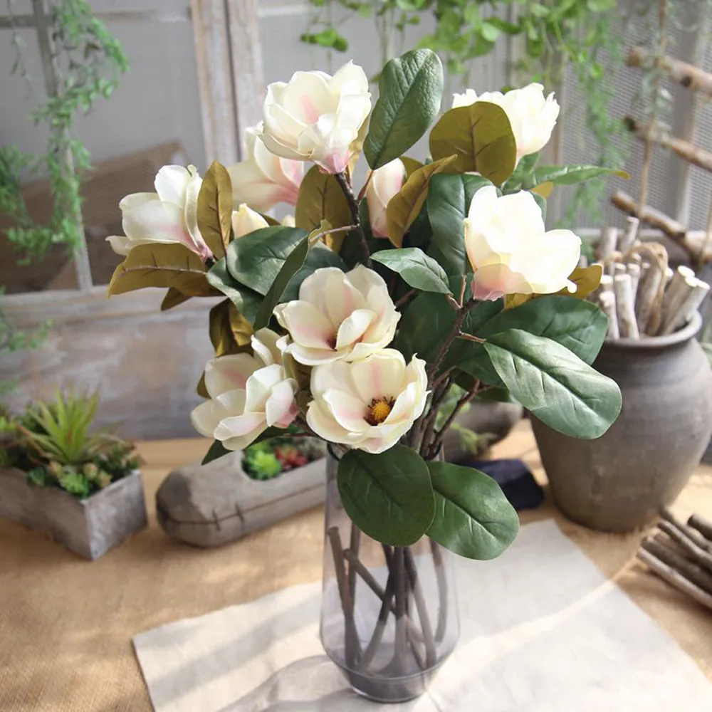 

1Pc Artificial Fake Flowers Leaf Magnolia Floral Wedding Bouquet Party artificial flowers for home decoration