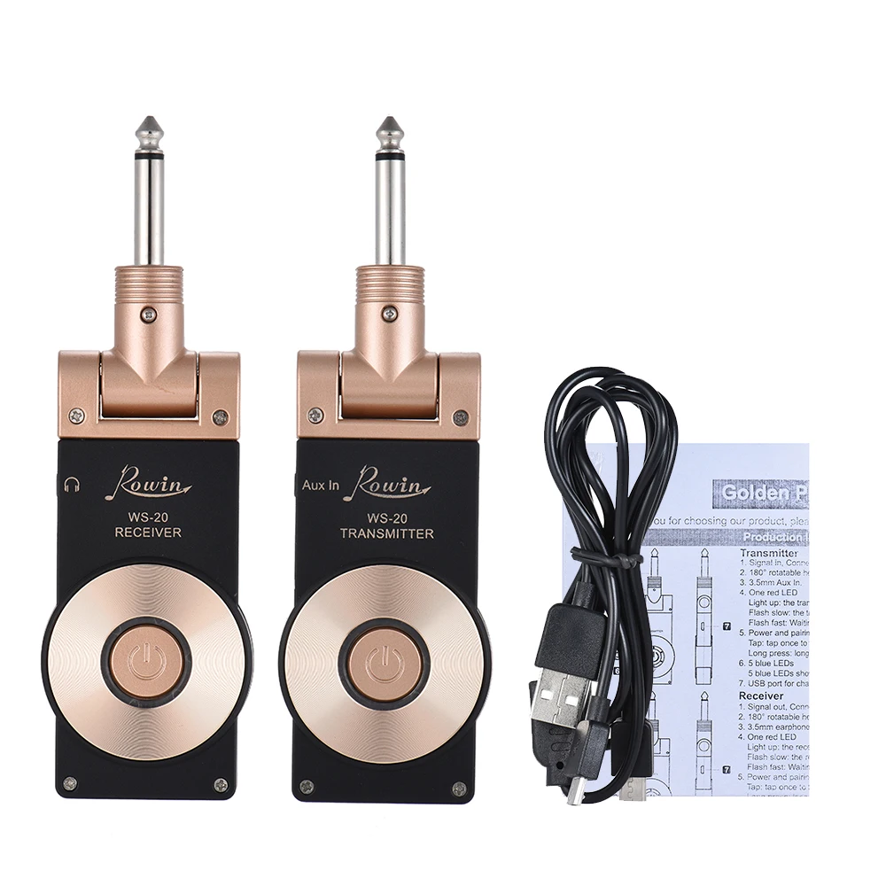 

Rowin WS-20 2.4G Wireless Guitar System Transmitter & Receiver Built-in Rechargeable Lithium Battery 30M Transmission Range