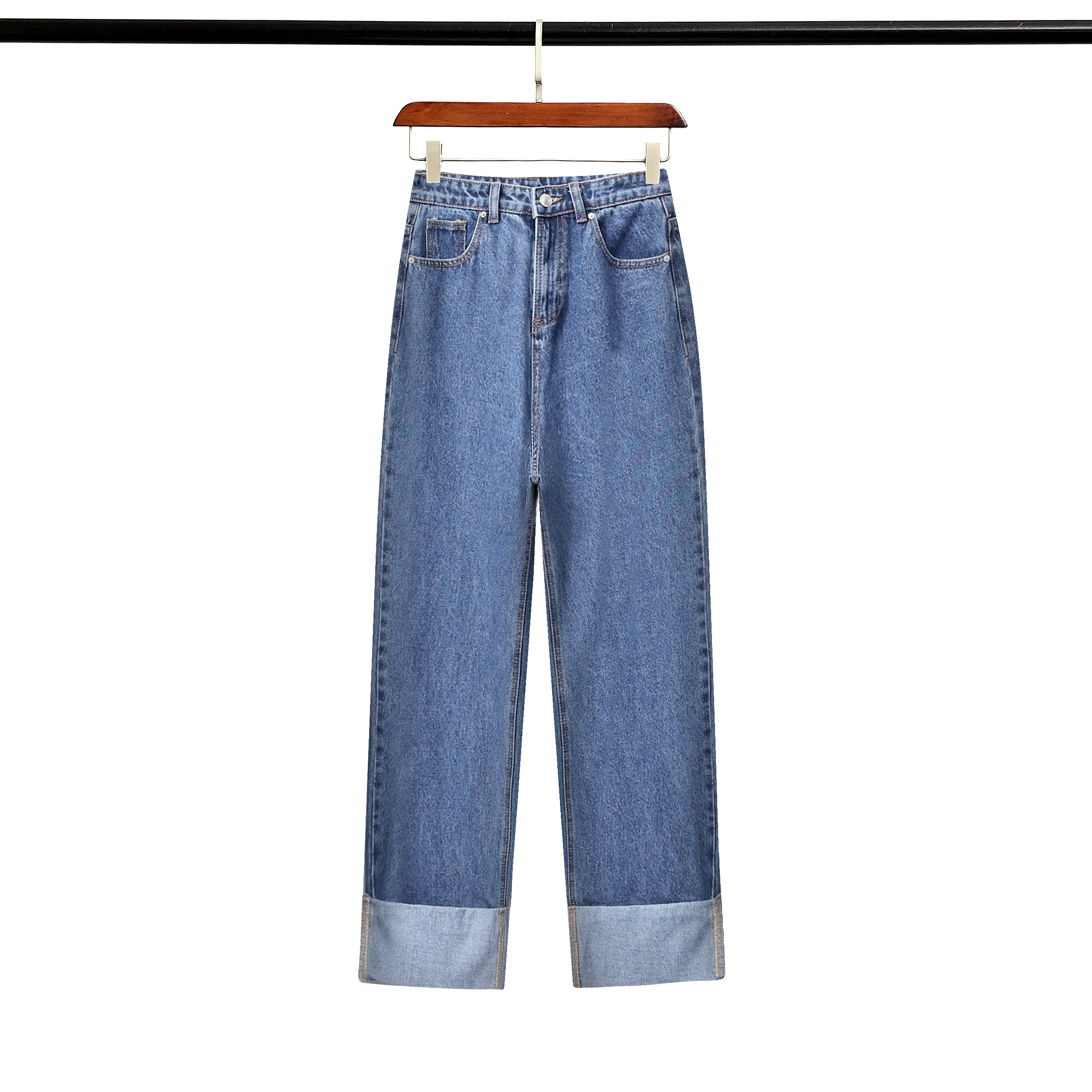 Jenny&Dave jeans women high street vintage roll up cotton loose high waist mom jeans denim pants women boyfriend jeans plus size