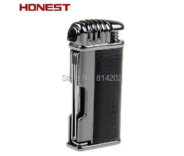 Honest PU Leather Fuel Gas Cigarette Lighter Refill Butane Lighter w