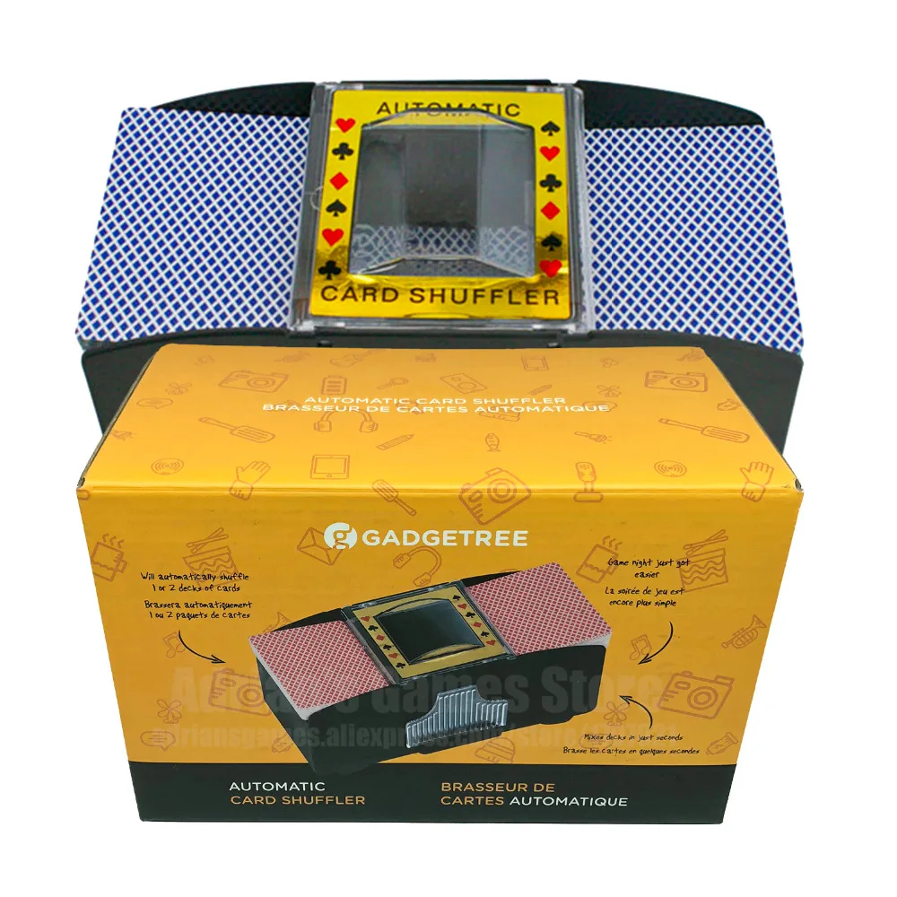 Koop 2 Decks Automatische Kaarten Shuffler Poker Robot Schuifelen Plastic Speelkaarten Shuffler Machine Brasseur de Cartes Automatique