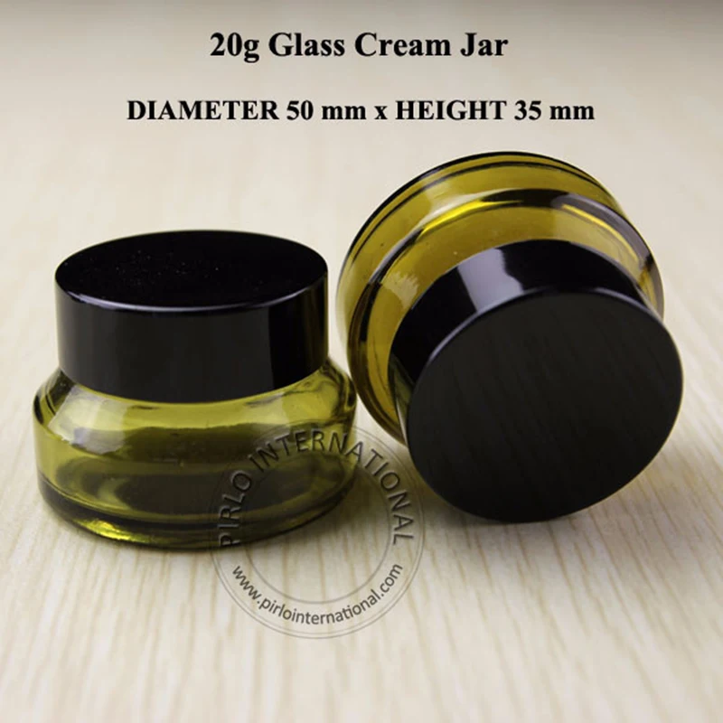 

Free Shipping 30pcs/lot 20g Green Glass Pot Skin Care Refillable bottle Facial Mask Cream Jars with Black Plastic Screw Cap