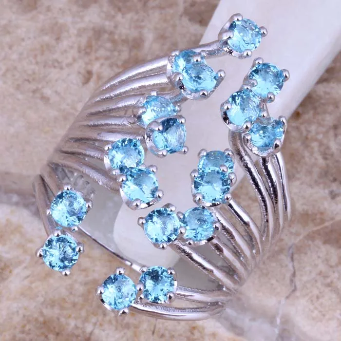 

Cheerful Sky Blue Cubic Zirconia 925 Sterling Silver Ring For Women Size 5 / 6 / 7 / 8 / 9 / 10 / 11 S0452