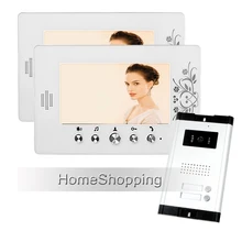 ENVÍO de la Nueva 7 “Teléfono Video de La Puerta Sistema de Intercomunicación 2 Monitores + 1 Cámara Al Aire Libre de Bell Blanco para 2 Apartamento Del Hogar Familiar