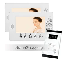 FREE SHIPPING New 7″ Video Door Phone Intercom System 2 White Monitors + 1 Outdoor Bell Camera for 2 Household Apartment Family